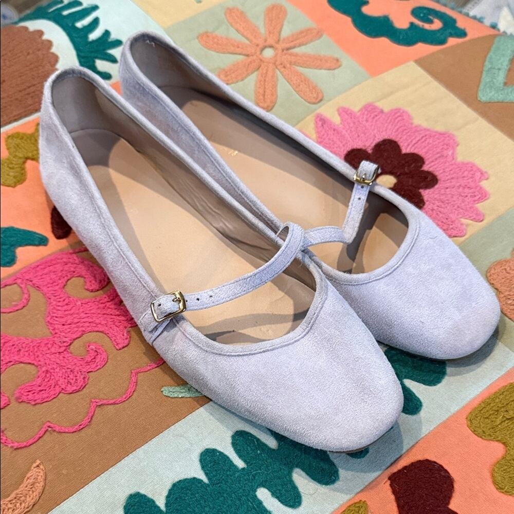 Cole Haan Lavender Suede Mary Jane Flats fairy girlhoodcore Gold Buckles 8.5
